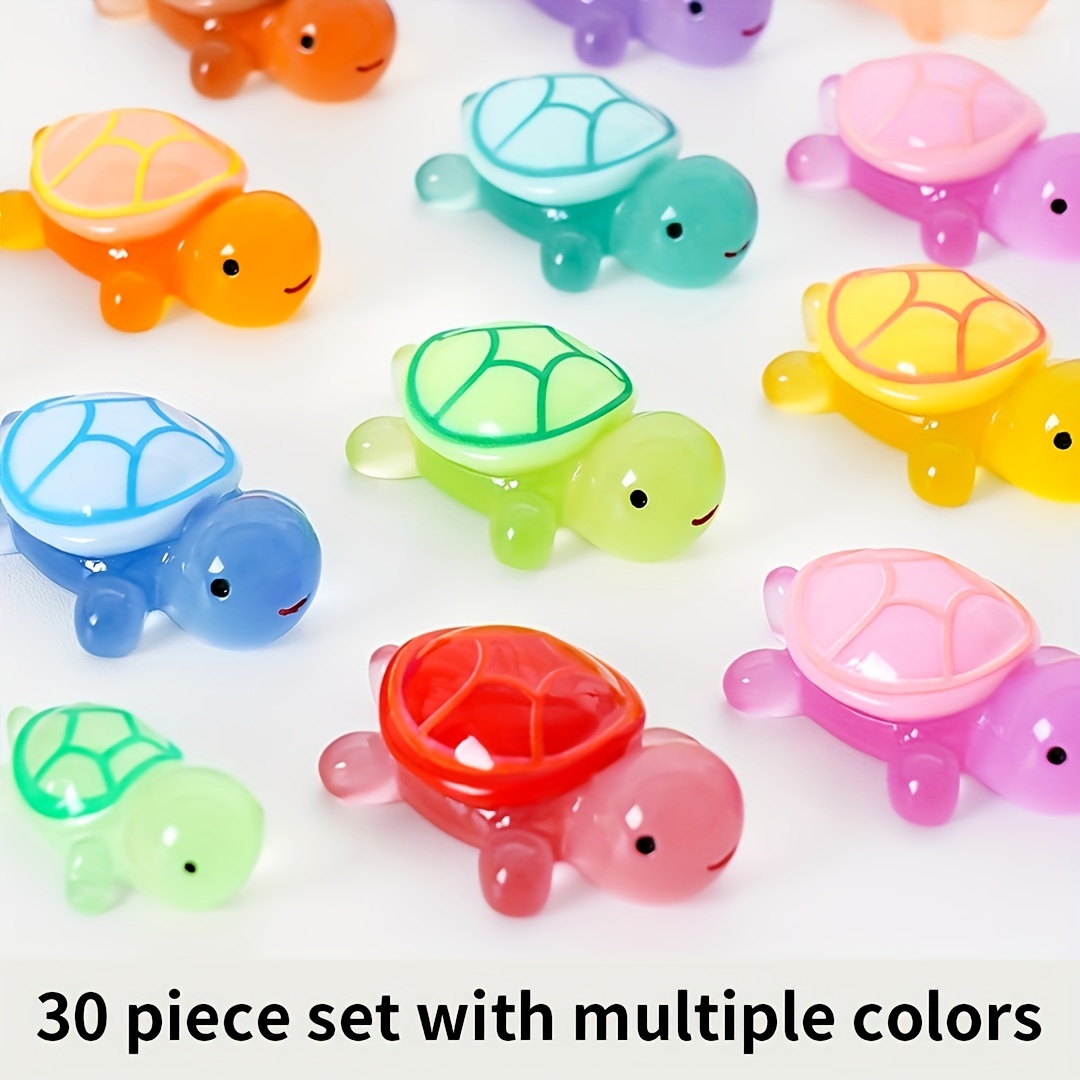 

30pcs -the-dark 3d Turtle Resin Figurines Set - Diy Craft Ornaments For Birthdays & Parties