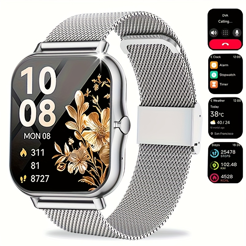 Montre Connectée Compatible Android & iPhone avec Appels Sans Fil, Écran Tactile Intégral, Plus de 100 Modes Sportifs, Boîtier en Alliage, Téléphone Sans Fil Adapté aux Hommes et Femmes, Tracker de Fitness Cadeau pour Smartphone iPhone/Android