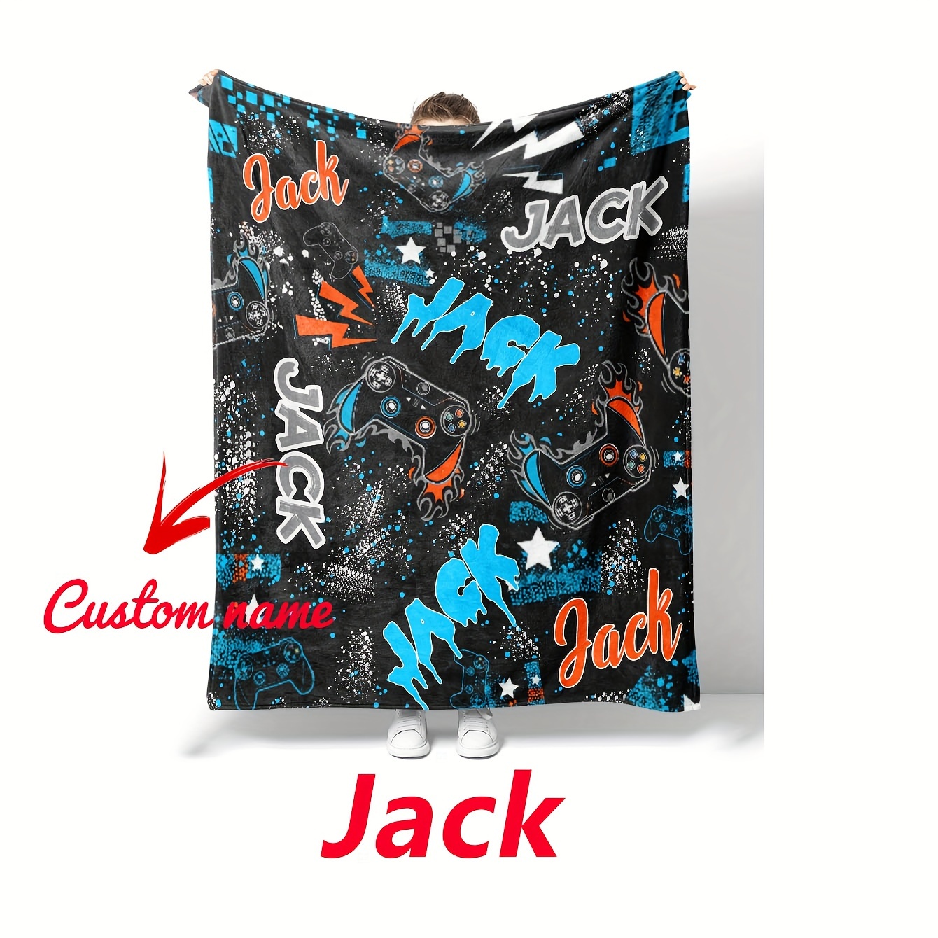 

Custom Name Gaming Controller Blanket: Soft And Comfortable For Sofa, Bed, Or Travel - Suitable For Pets Or Legs Warm