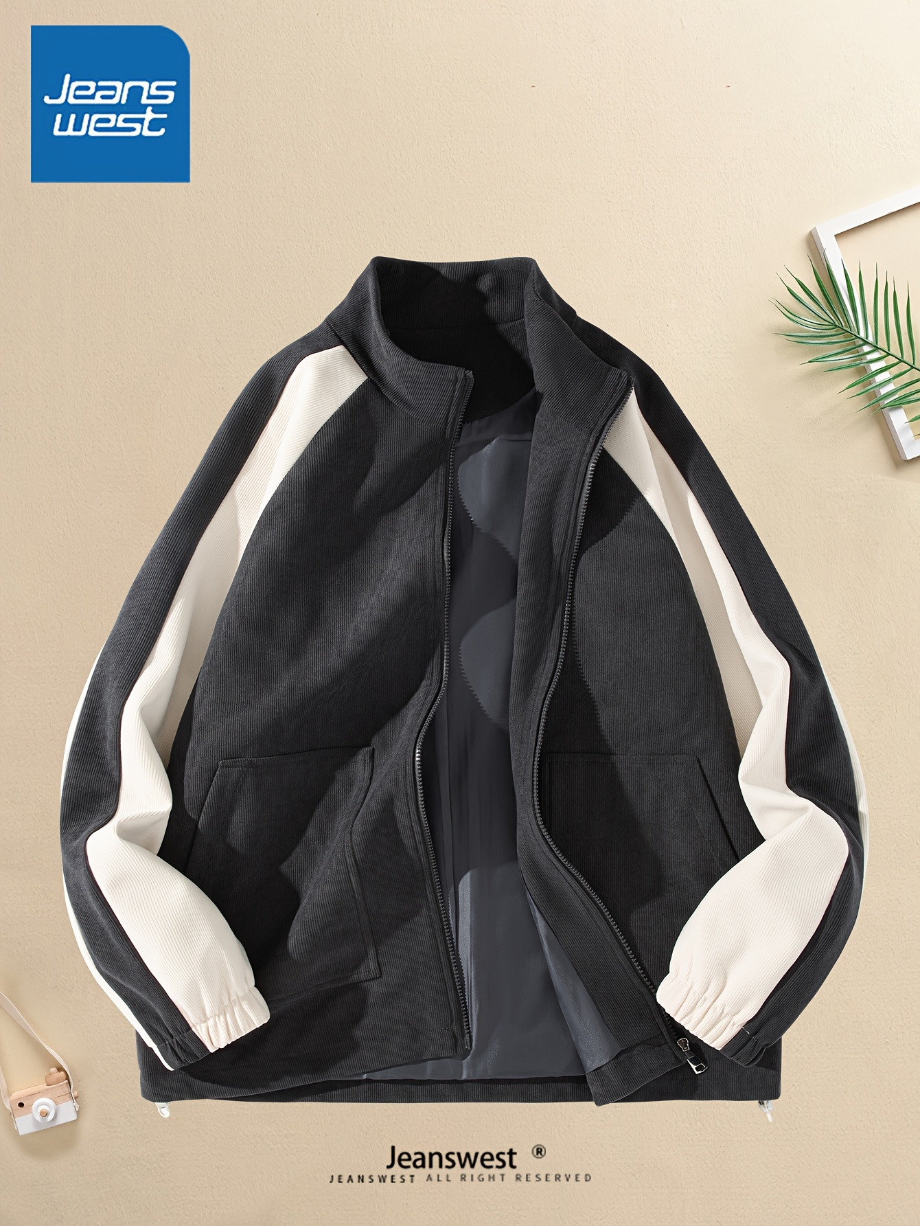 men's casual corduroy jacket high neck long sleeve Temu Bahrain