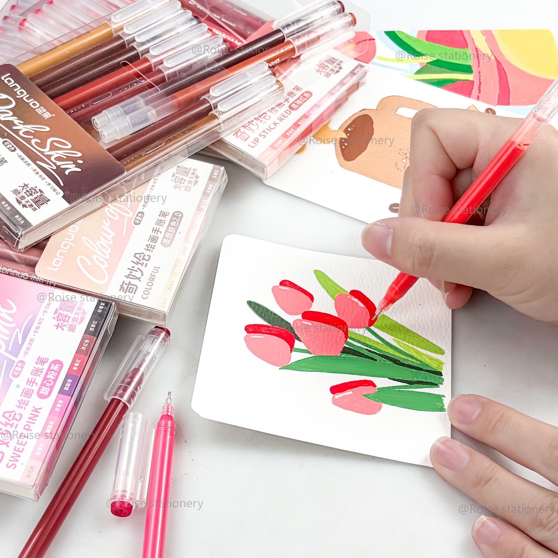 LANGUO 254-Piece Colored Gel Pens Set with 2 Drawing Books
