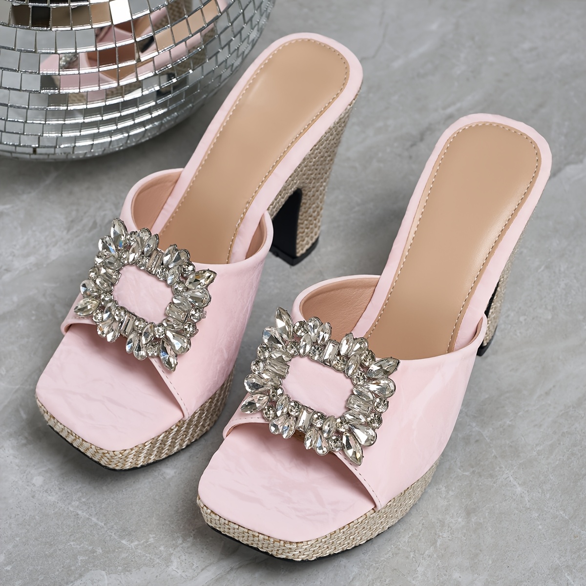 elegant womens fashion   square   high heel sandals women shoes Product details 3