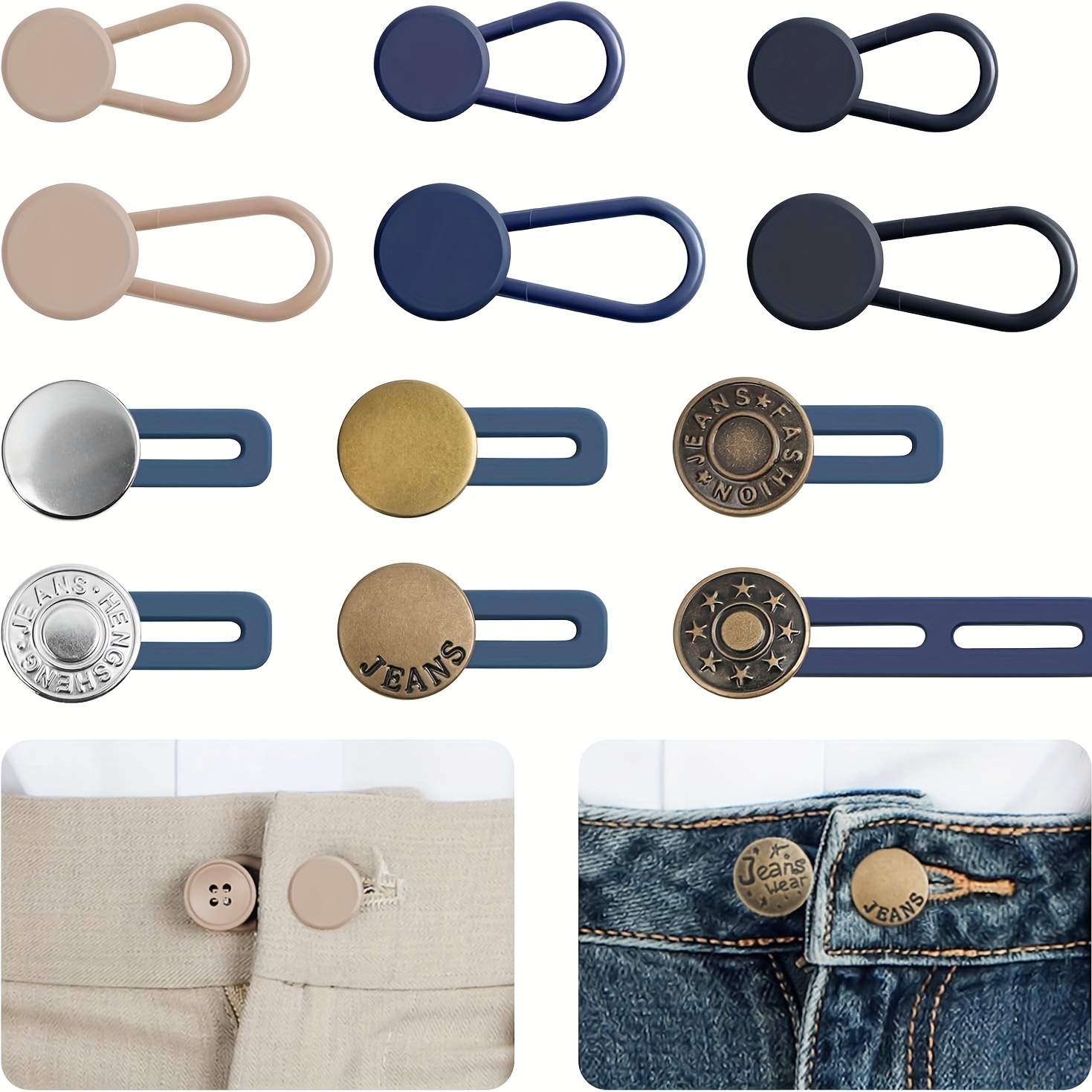 12pcs jeans button extenders unisex no sew instant waistband extender 1 1 8 inches