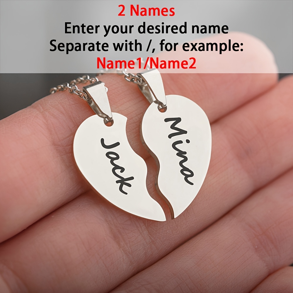 TEMU Personalisierter Liebesanhänger mit 2 Herzen - Edelstahl Halskette für Frauen, Elegante Herzform Schmuck, Individueller Schmuck für Paare,
