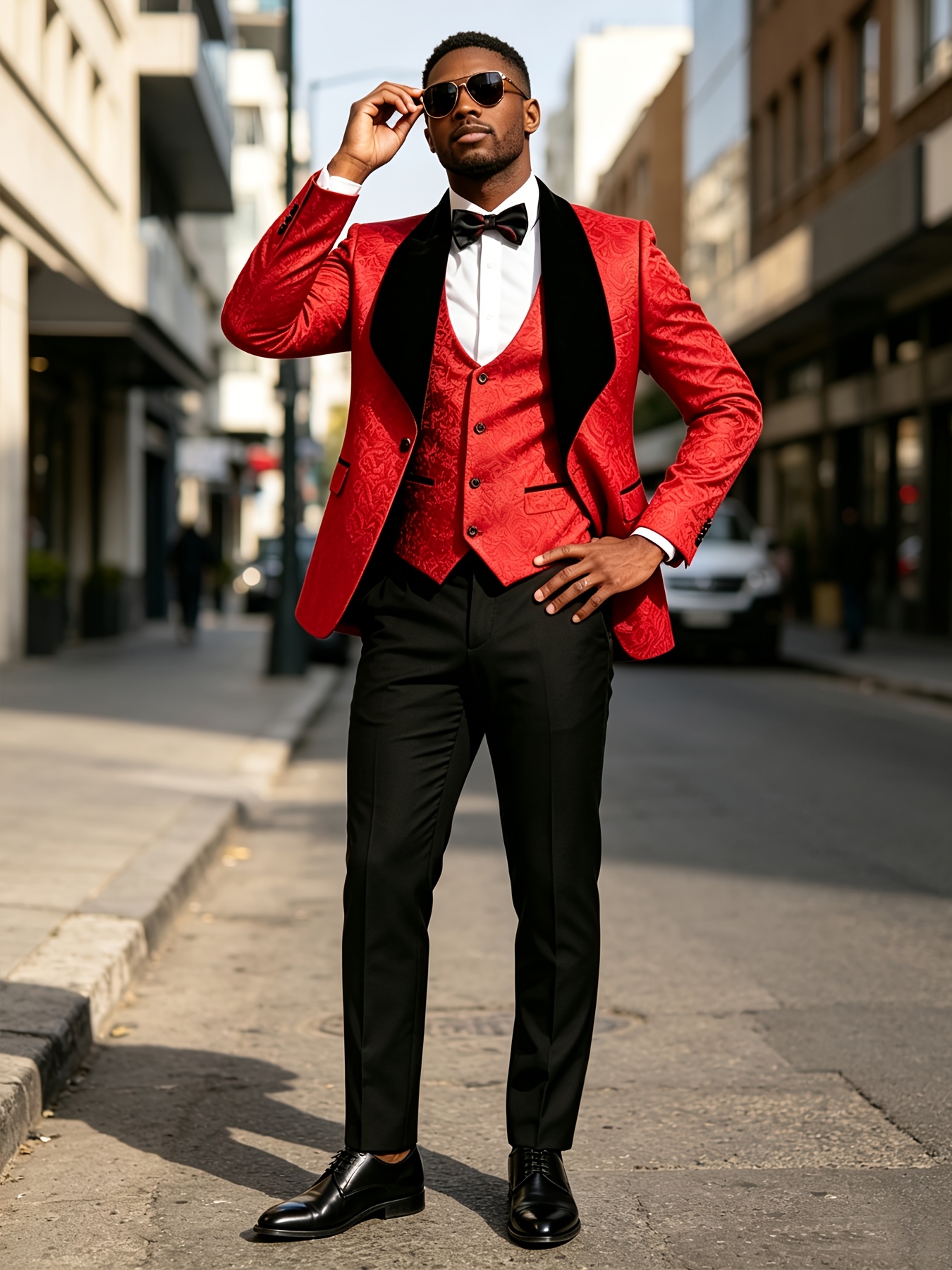 black and red formal dress for men outfit sold on Temu United States Size_24