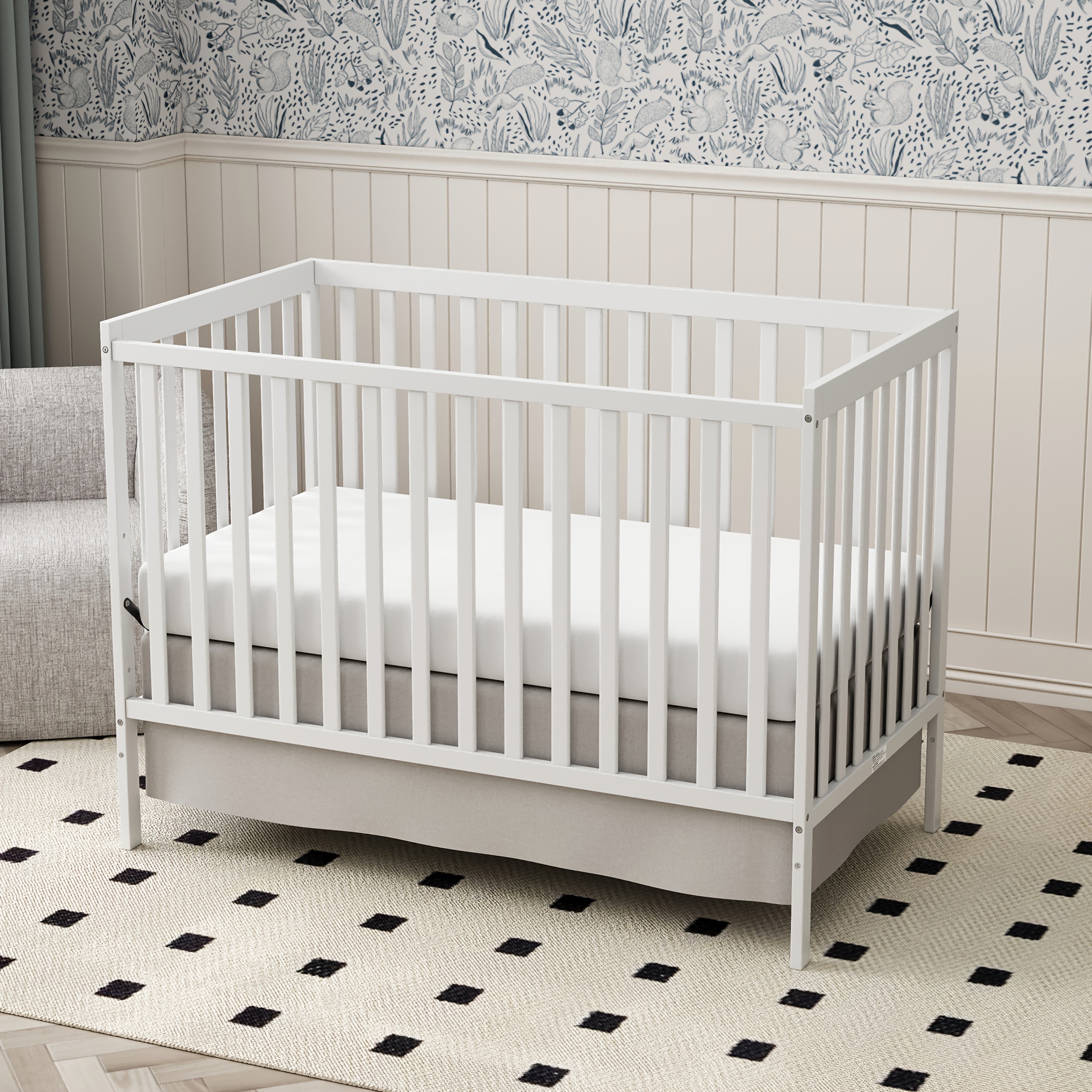 Crib 5in Convertible, Wooden Convertible to Toddler Bed, Sofa Bed and  Full Size Bed, Baby Accessories wi