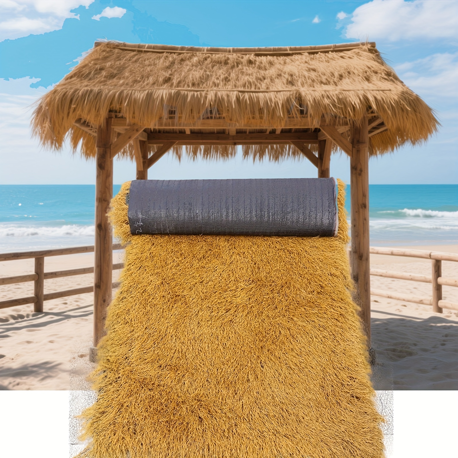 TEMU Copertura in Paglia , in Paglia Artificiale, per Bar Tiki, Paglia Impermeabile e ad Densit� con - per da Giardino e Decorazioni Esterne (1m x