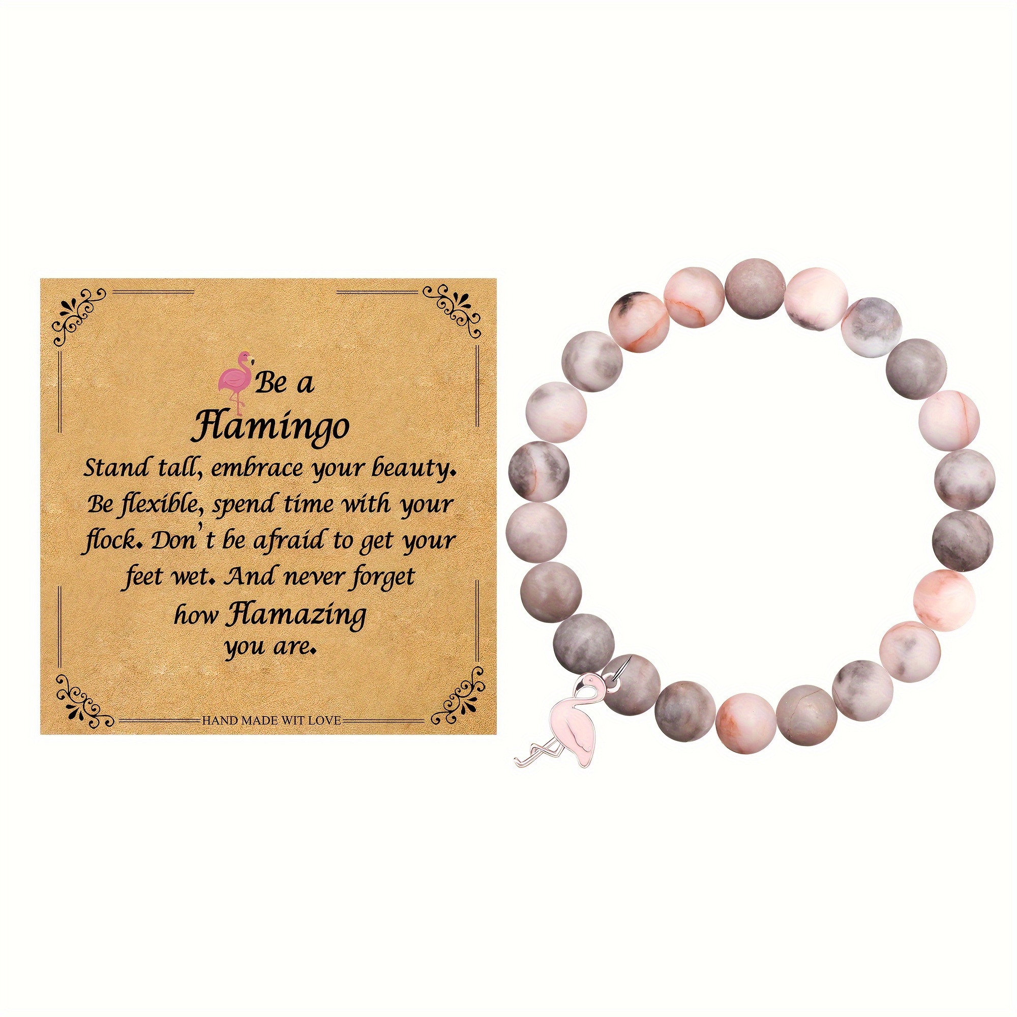 TEMU 1pc Back To School Gift/thanksgiving Gift/graduation Gift/birthday Gift, Stylish Dainty Flamingo Bracelet Gift For Dad Mom Teacher Daughter Son