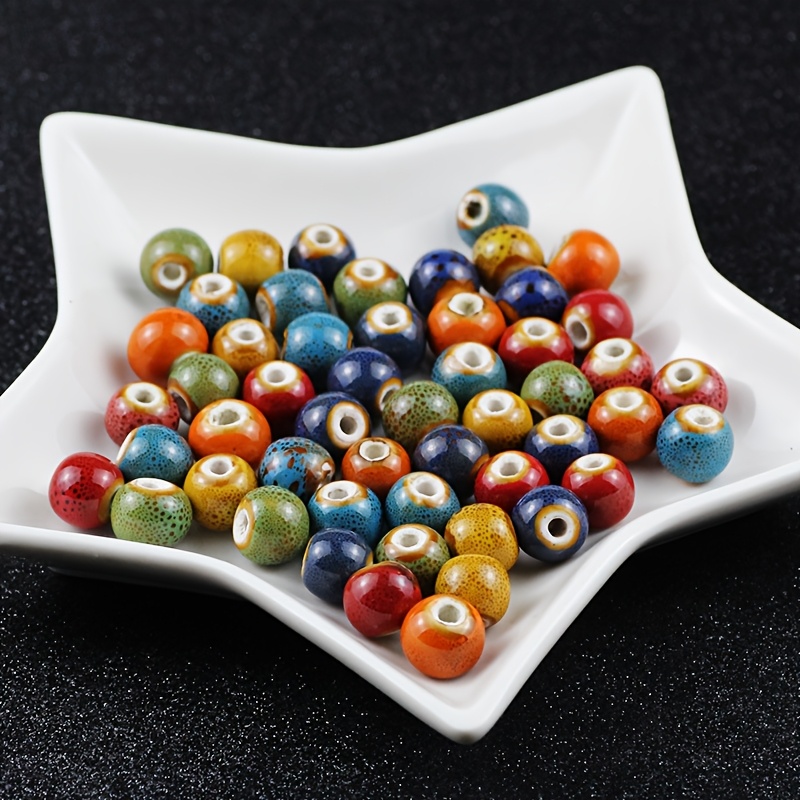 40pcs Colorful Glazed Ceramic Beads for DIY Jewelry Accessories