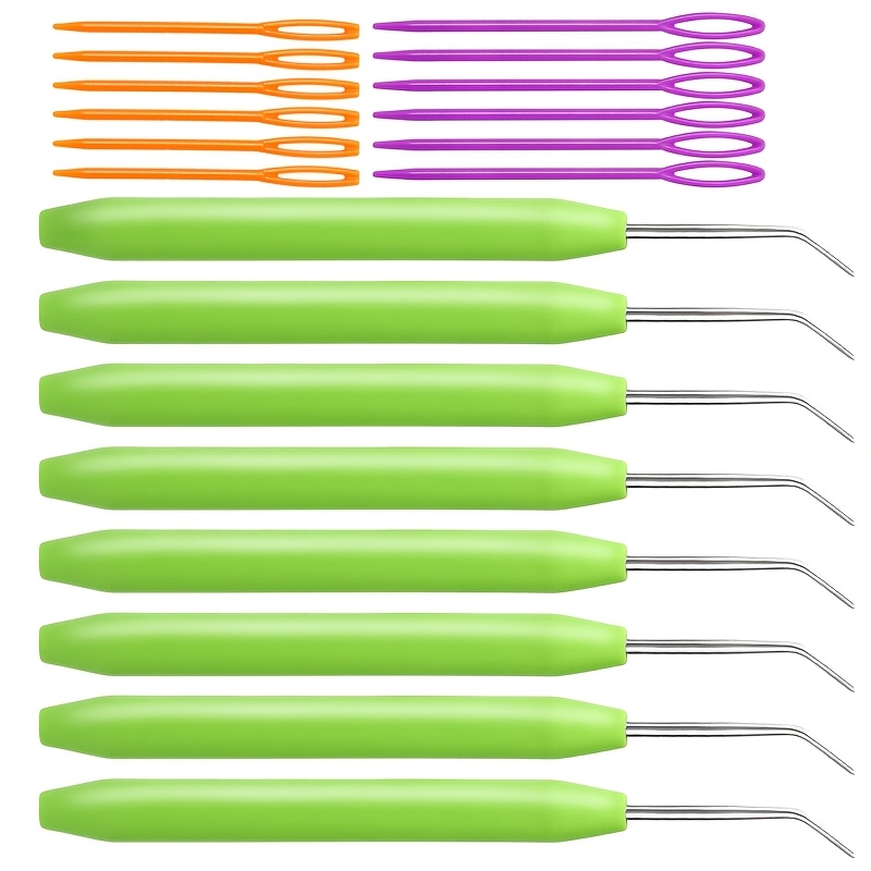 

Knitting Hook Set, Crochet Needle Hook Kit, 8pcs Green Knitting Hooks With 12pcs Plastic Sewing Needles For Knitting Looms Knitting Boards