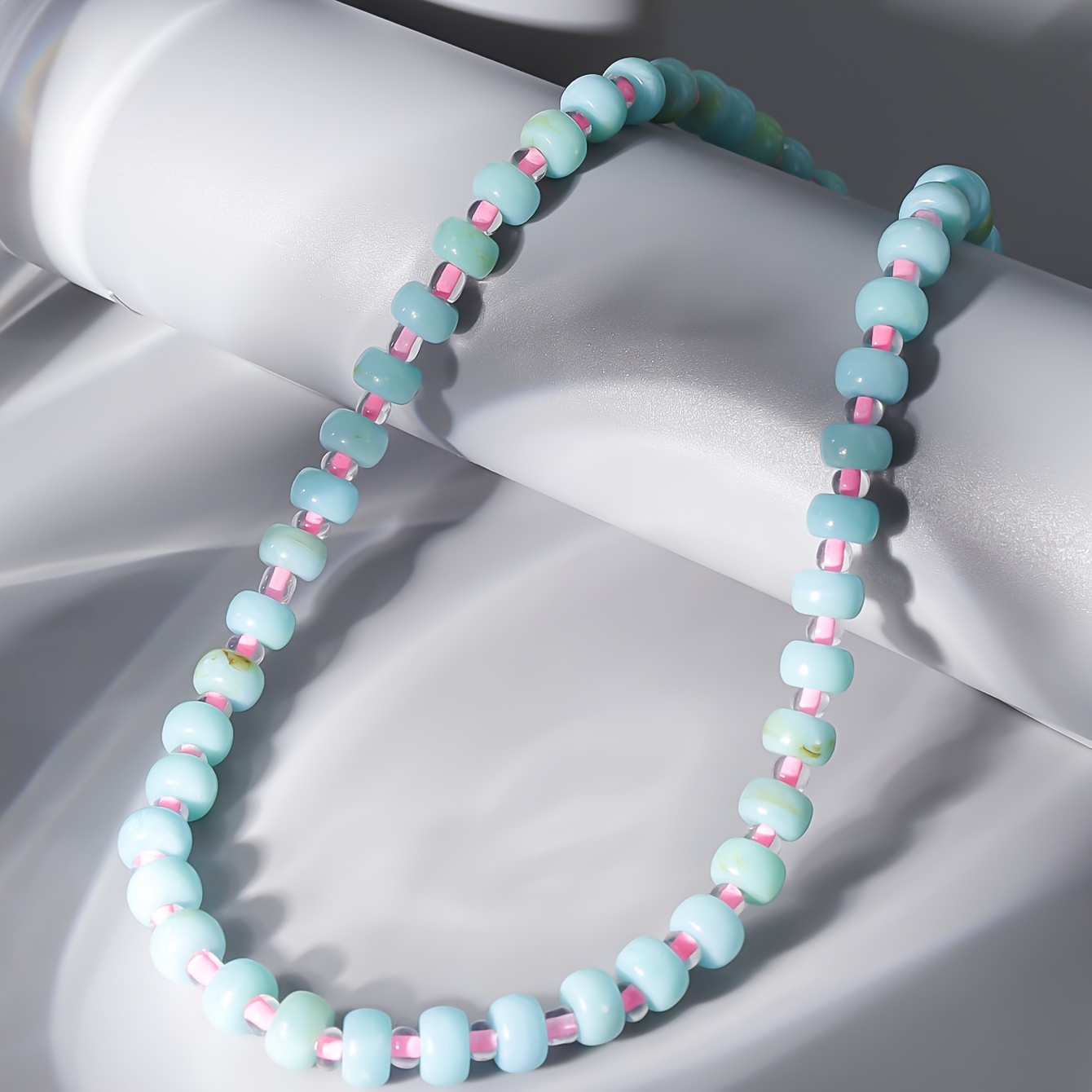 Boho Style Resin Bead Necklace Colored Bubblegum Beads Charm