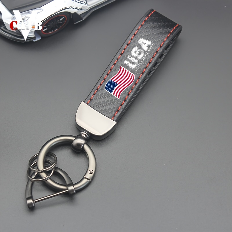Image of [usa Flag Car/motorcycle Keychain] 250 Anniversary, Old Car/army And Pu Leather Key Decoration, Suitable For , For Indian, For Ford, For , For , For , For , For , For