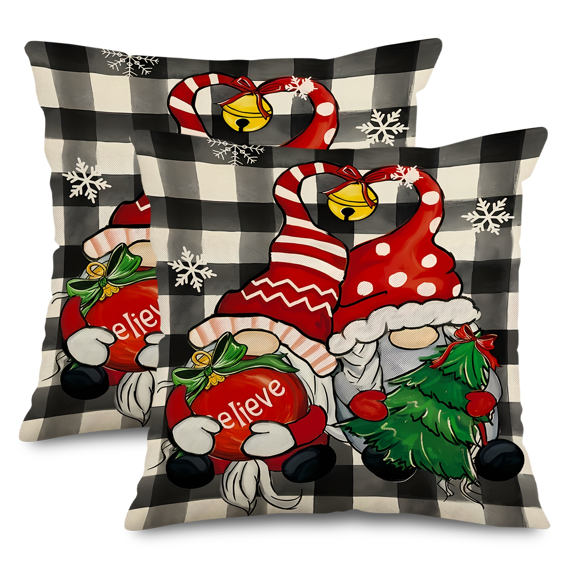 

2- , & Christmas Tree , Linen Pillowcases For And Decor - (16"x16" / 18"x18" / 20"x20")