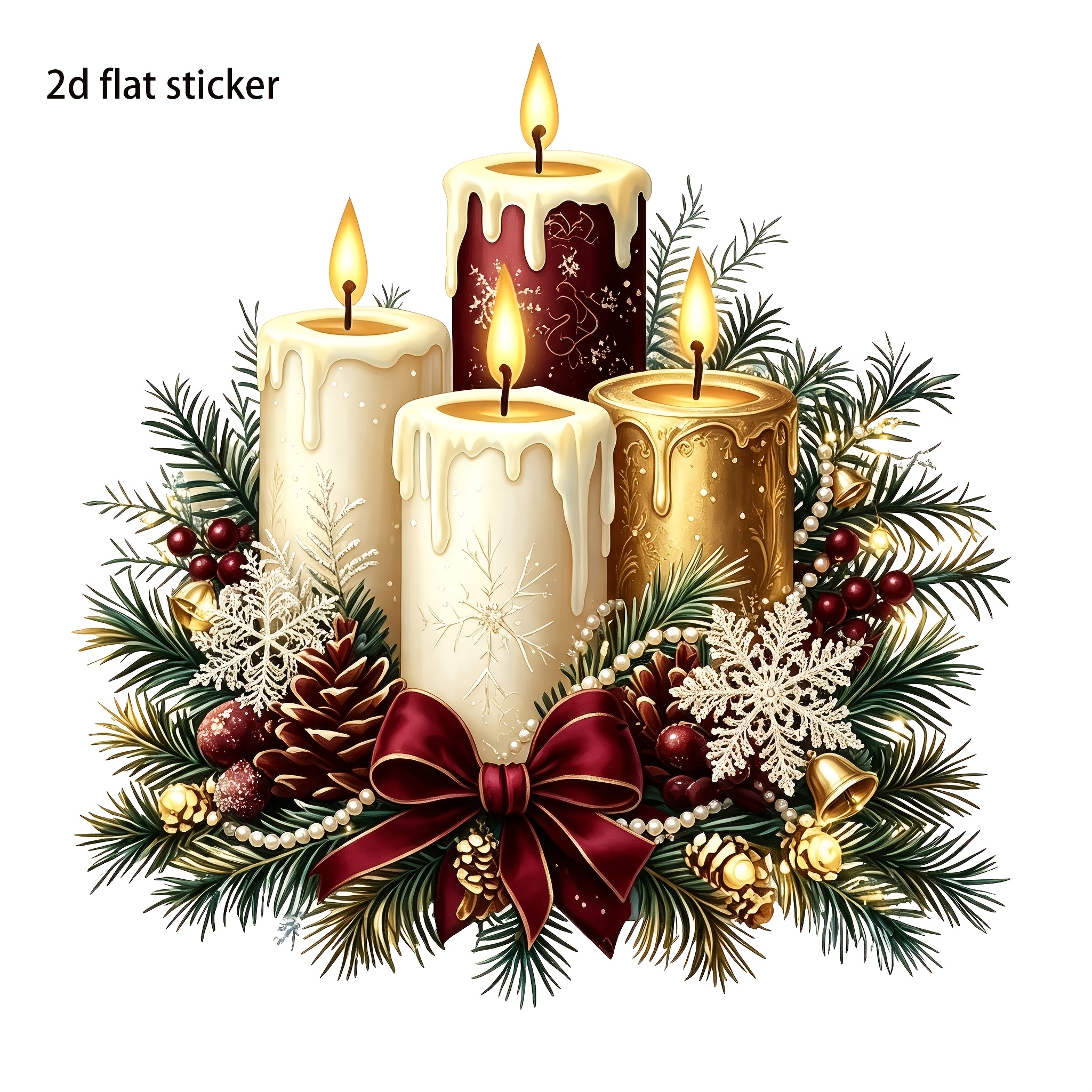 TEMU 1pc/2pcs 9-inch Christmas Candle Snowflake Window Sticker, Glass Decal, Full Of Christmas Spirit, Removable Without . Perfect For Decorating