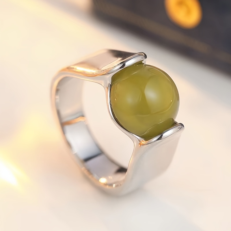 Easy Inlaid Bead Wide Band Women's Ring