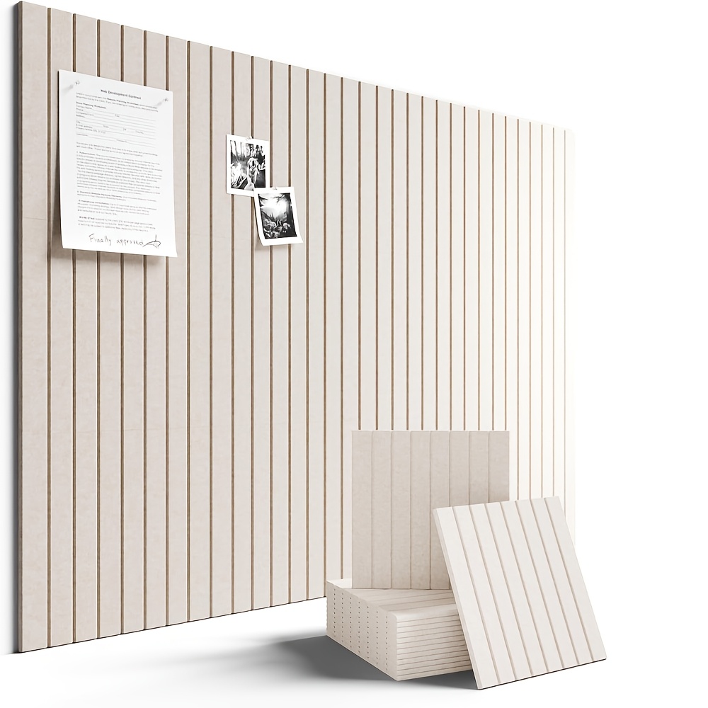 Image of 4 Vertical Strip Felt Acoustic Panels, 60×60cm, Decorative Sound-absorbing Wall Panels, Suitable For Noise Reduction Wall Decor In , Bedrooms, Homes, And Offices