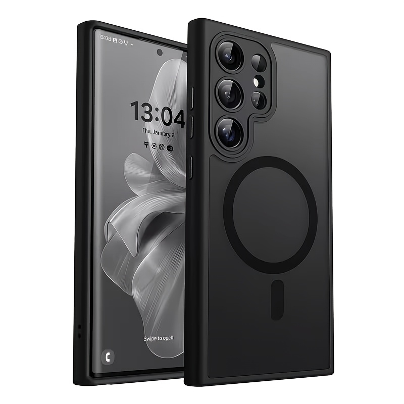 TEMU Phone Case - Luxury Matte Translucent Magnetic Wireless Charging Phone Case For For Galaxy S26 S25 S24 S23 S26ultra S25ultra S24ultra With Lens