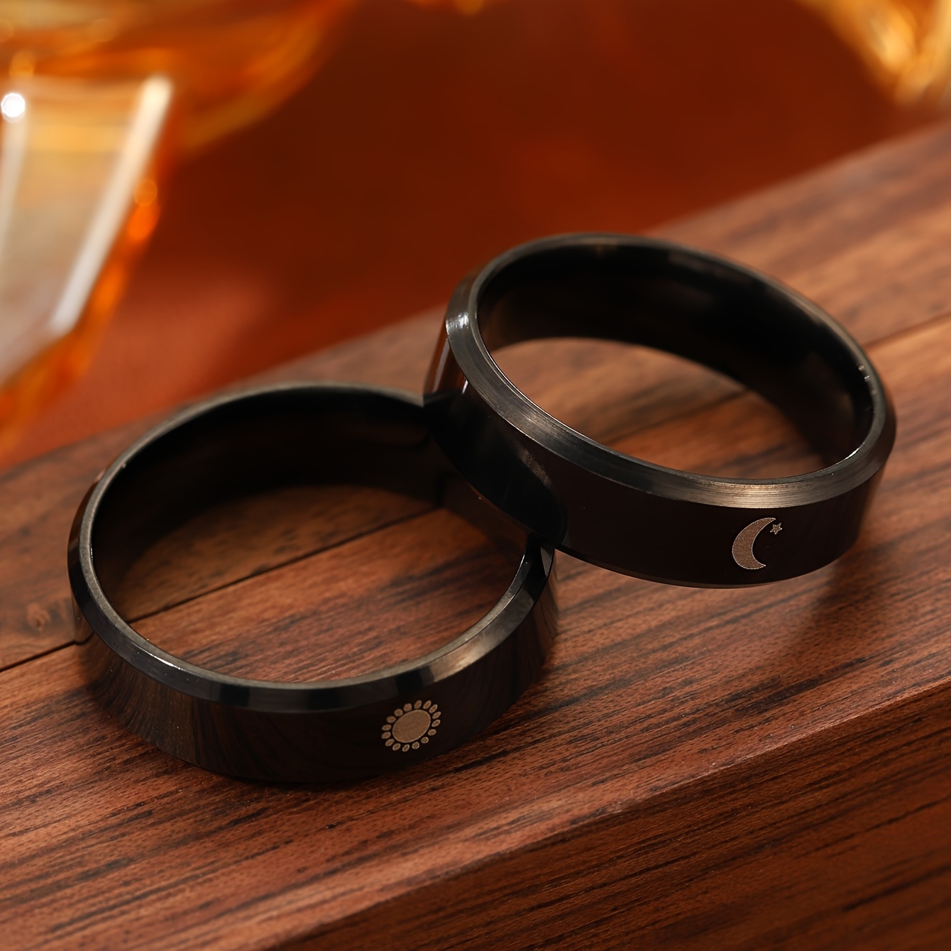 TEMU 2pcs Sun And Moon Couple Rings For Women, Fashionable Valentine's Day Gift, Love Promise Ring, Anniversary Gift, Elegant Design, Durable Ring, ,