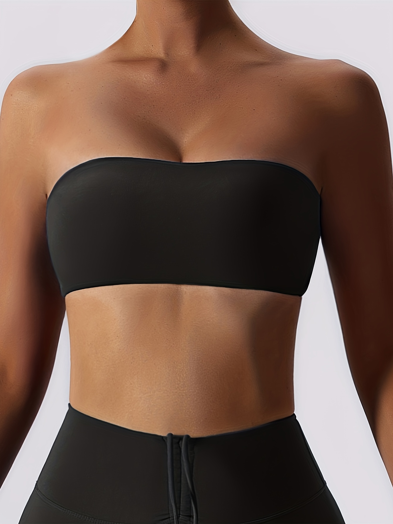womens high support stretchy off shoulder crop top seamless   sports bra with side tie detail breathable polyester blend machine washable   top sporty look stretchy fabric