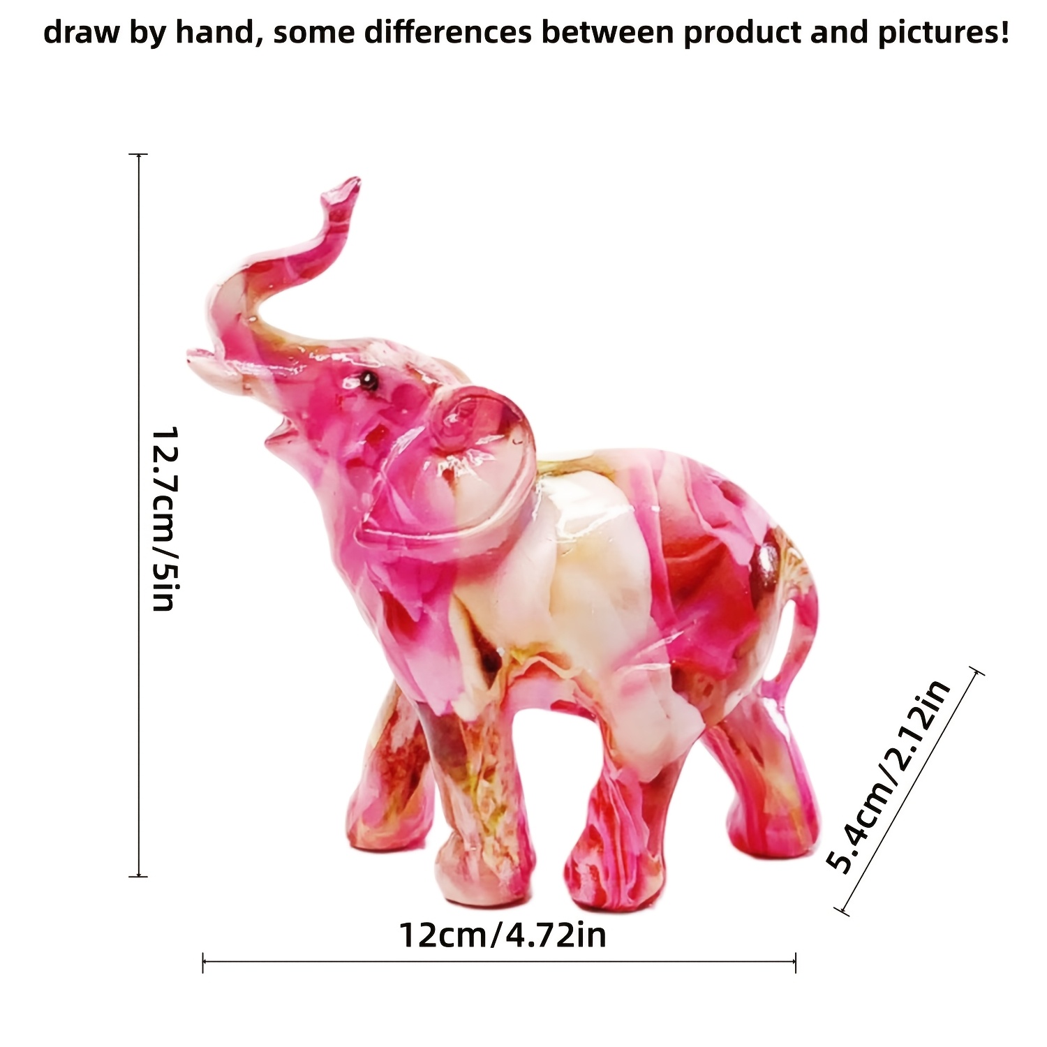 TEMU 1pc Pink Floral Pattern Elephant Statue Ornament, Suitable For Living Room Coffee Table, Bedroom Bedside Table, Office Desk, And Entrance Shelf,