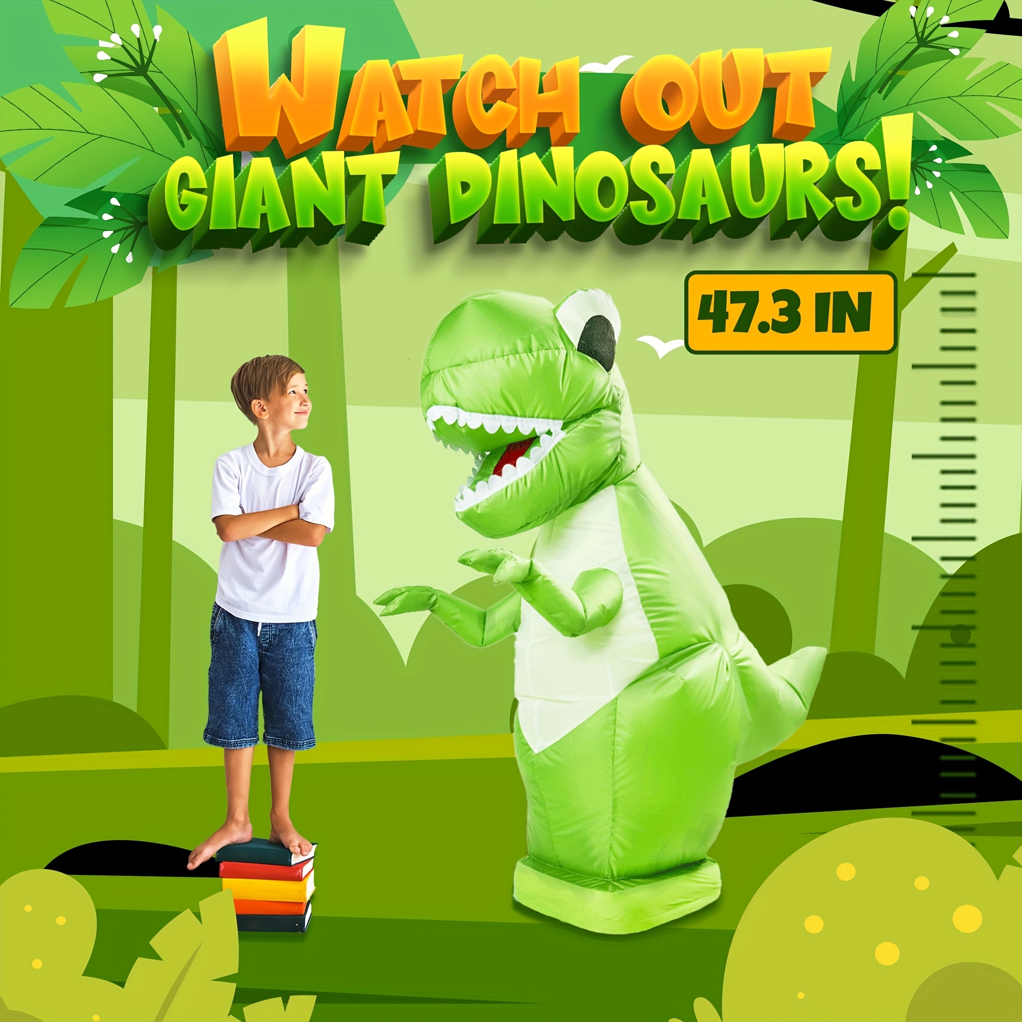 Remote Control Inflatable Dinosaur - 2.4Ghz Remote Control with Realistic Walking & Spins, for Kids Ages 6+