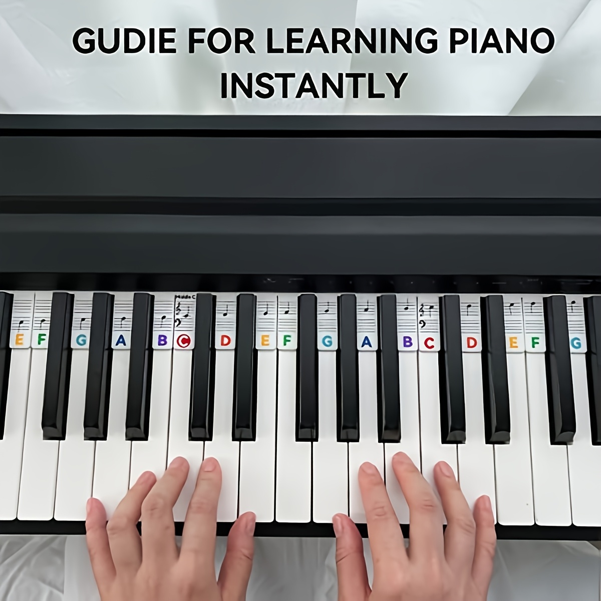 Easy-Learn Piano Notes for Beginners - 88 Key Full Range, Removable & Reusable Keyboard Guide with Colorful Labels (White/Black), No Stickers Needed, Perfect for Practicing Major & Minor Scales, Piano Accessories