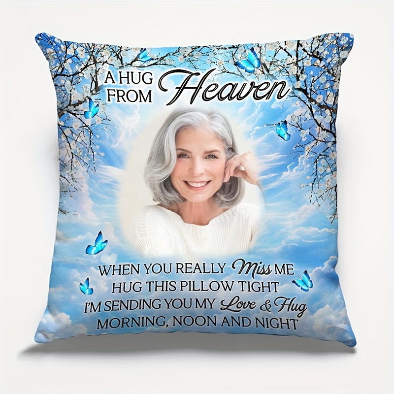 

Customizable '' Plush Pillow - Personalized Memorial Gift, 18x18 Inch, Zip Closure, Hand Washable, Sofa & Bedroom Decor