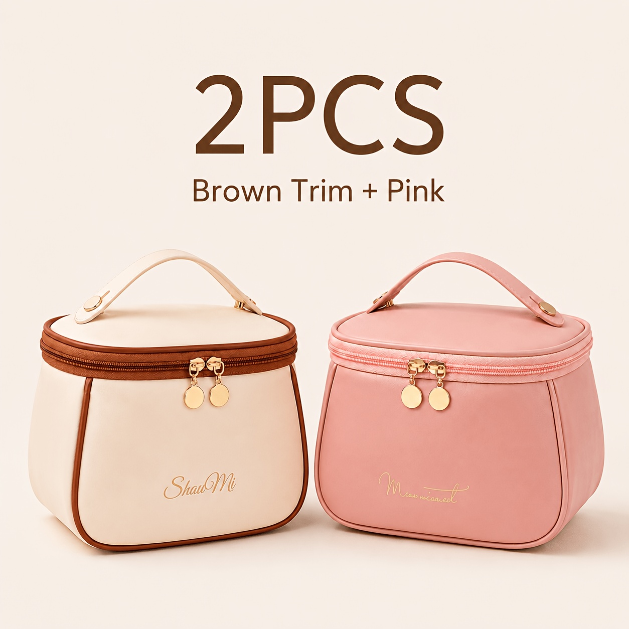 TEMU Ensemble de 2 trousse de toilette de voyage, grand organisateur de Cosmétique portable avec porte-pinceaux, trousse de rangement