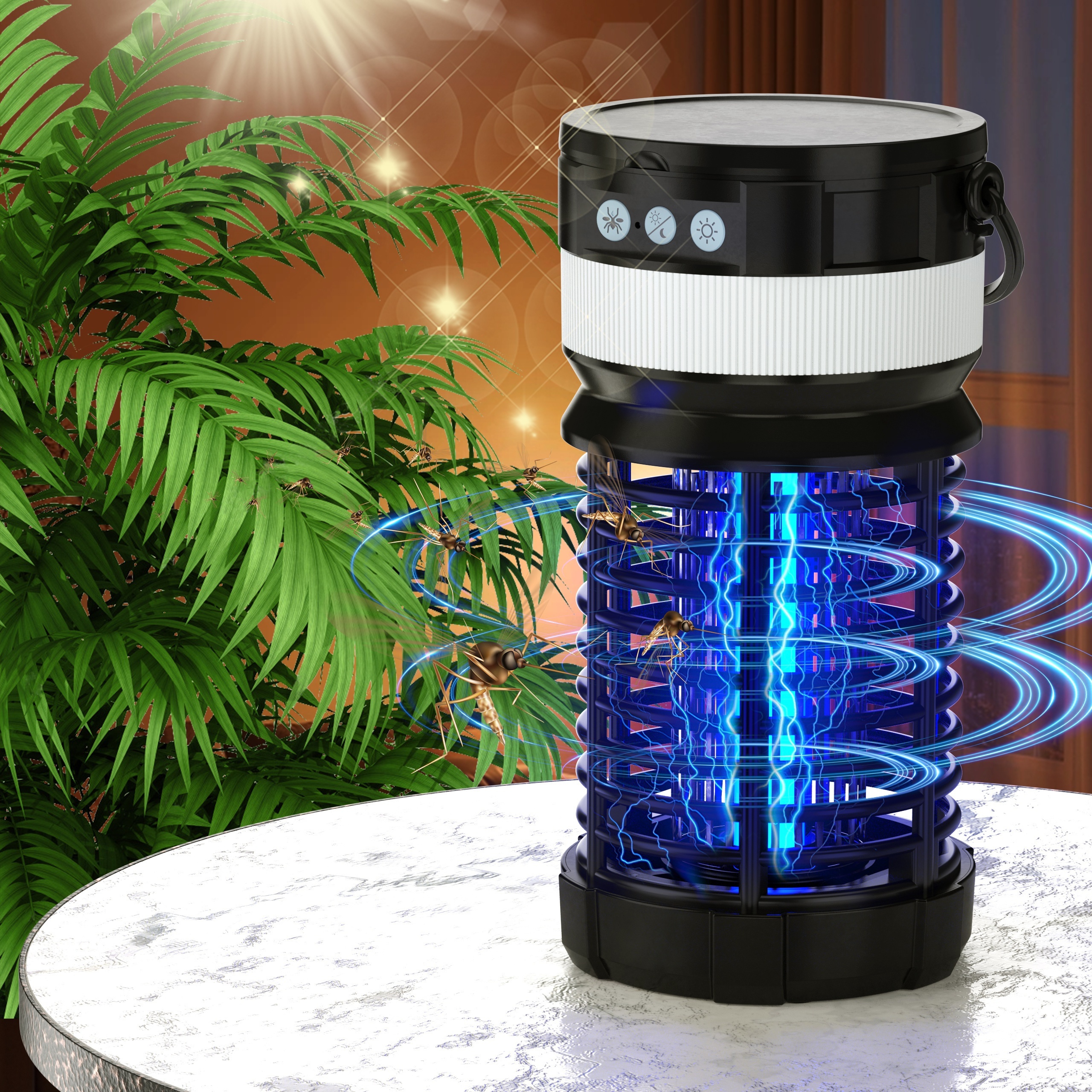 

Bug Zapper, Solar Mosquito Zapper Outdoor & Indoor, Cordless Rechargeable Mosquito Trap, Mosquito Killer Lamp Electric Fly Zapper, Insect Zapper For Home, Backyard, Patio, Garden, Horse Fly Prevention