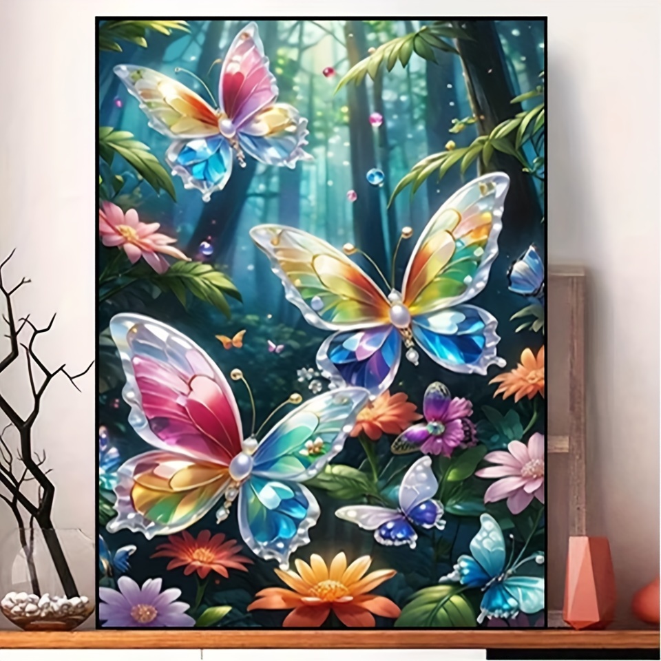 

Diy 5d Diamond Painting Kit, 30x40cm Frameless Crystal Butterfly Mosaic Art, Full Drill Round Acrylic Diamonds, Handcrafted Embroidery Cross Stitch For Wall Decor