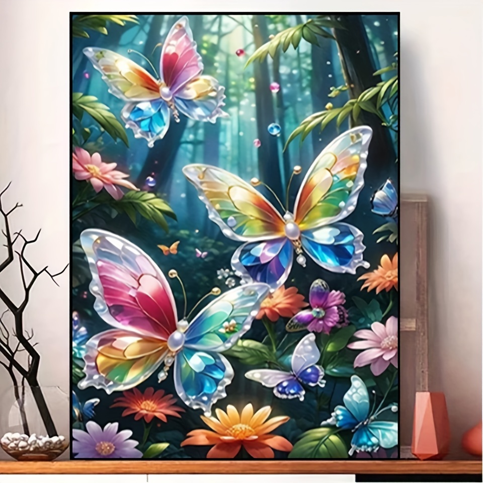 

Kit de Peinture Diamant 5D DIY, 30X40Cm Sans Cadre, Mosaïque de Papillon en Cristal, Diamants Acryliques Ronds Complets, Broderie au Point de Croix Artisanale pour Décoration Murale