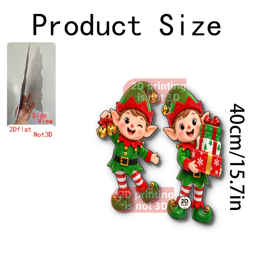 TEMU 2d Flat, [2d Flat] 2d Flat Christmas Yard Stake Decoration Set With Cartoon Elf Lawn Signs - Outdoor Pole-mounted Plastic Holiday Decor Suitable