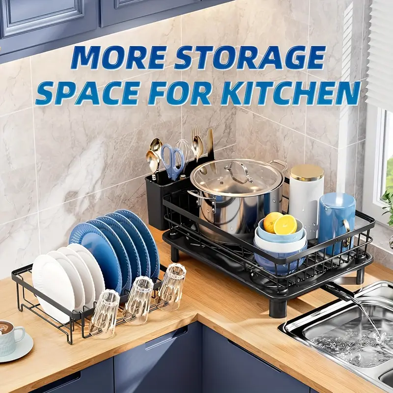dish drying rack 2 tier dish rack for kitchen counter with utensil holder cup holder drying mat dish strainer dish drainer for sink utility racks Product details 2