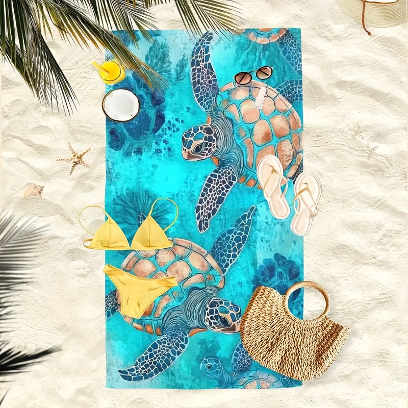 Sea Turtle Printed Beach Towel Ultra Soft Quick Drying Bath Mat_voghion.com