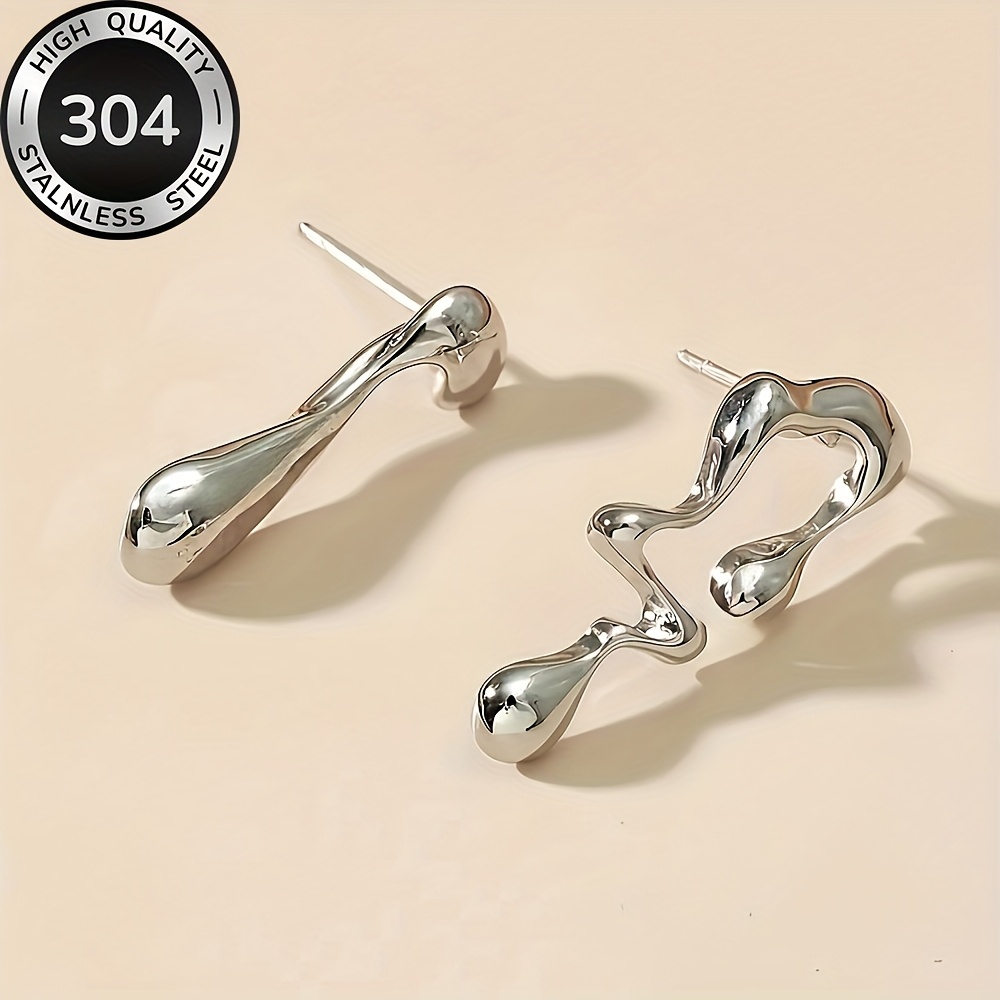 Women's Asymmetrical Teardrop Stainless Steel Earrings