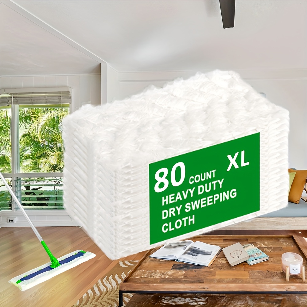 TEMU 80 Count Xl Heavy Duty Dry Sweeping Cloths For Sweeper Xl Mop - Disposable Mop Refills - Thickened Multi-surface Dry Mop Pad Refills For Cleaning Floors