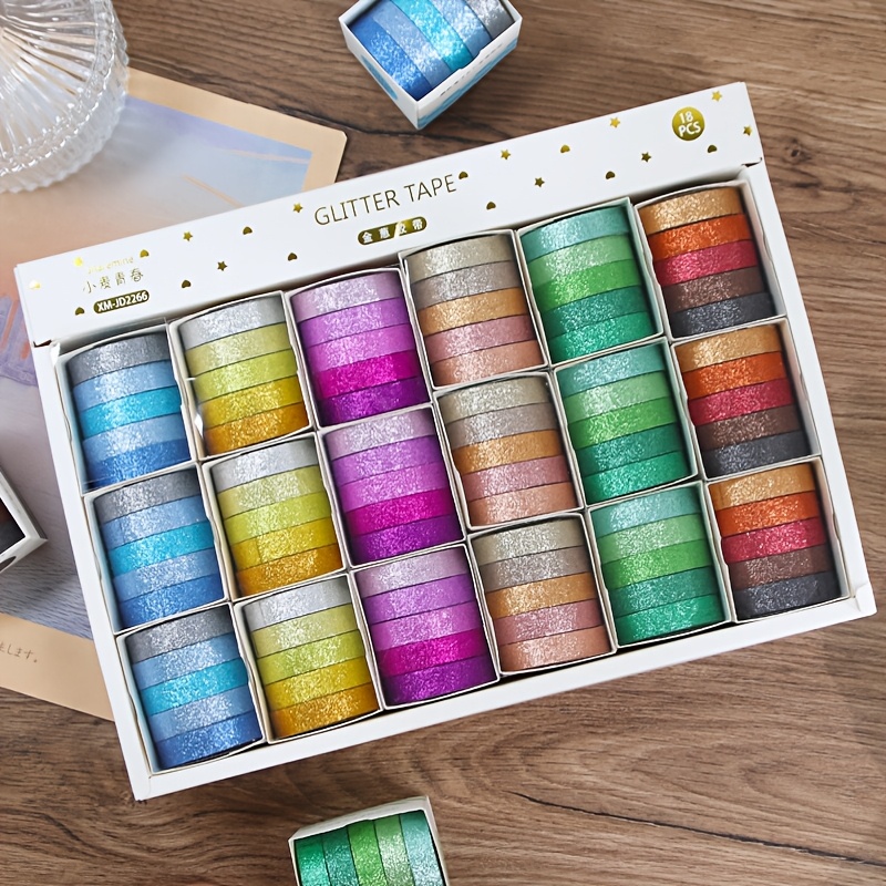 

30pcs Glitter Washi Tape Set For Journals And Diaries, Non-waterproof Supplies