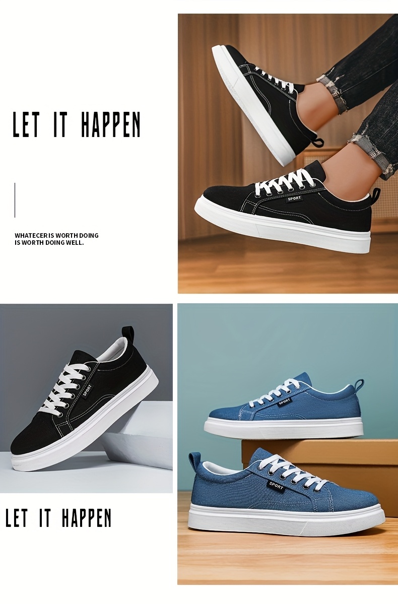 Baskets en Toile Homme Style Skateboard Chaussures en toile pour hommes, chaussures décontractées pour étudiants, chaussures de skateboard tendance, baskets athlétiques polyvalentes