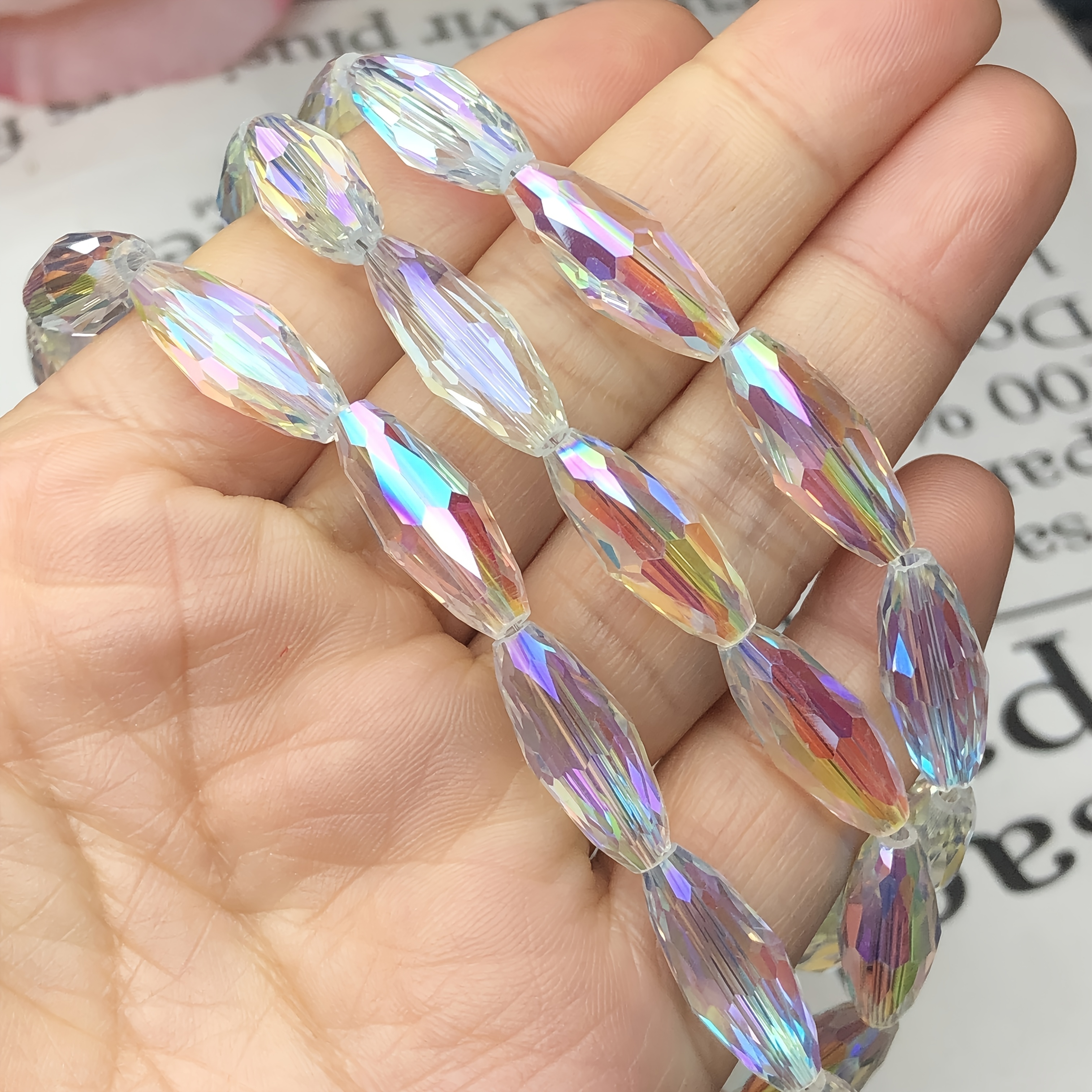 TEMU High-end Imported Ab Crystal Glass Loose Round Beads, 8x20mm, 10-20pcs.