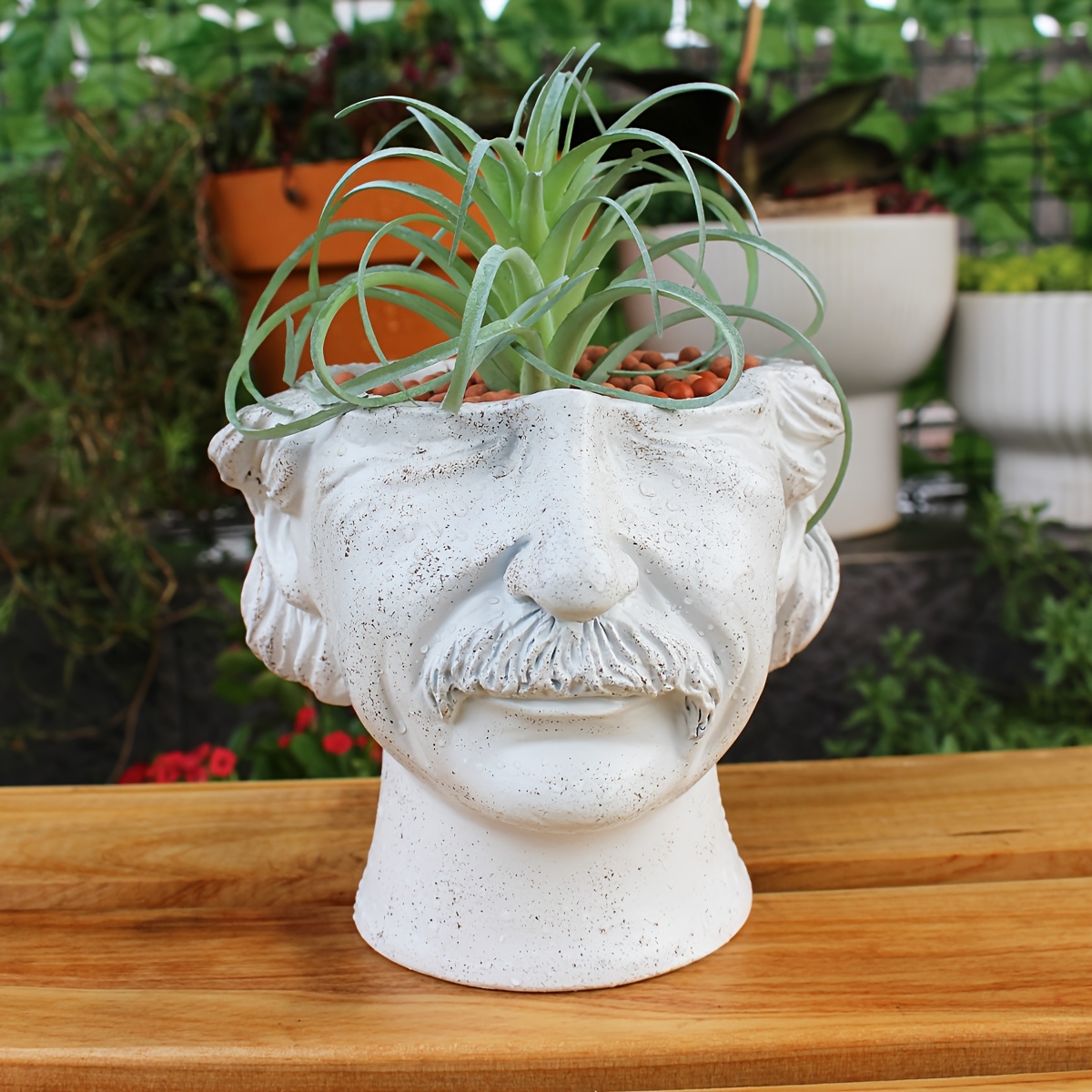 

Room Decor 1pc Creative Half-face Window Planter, Beard Chin Shaped Resin Pot, Decor, Office Seed Container, Desk Organizer Pen Holder