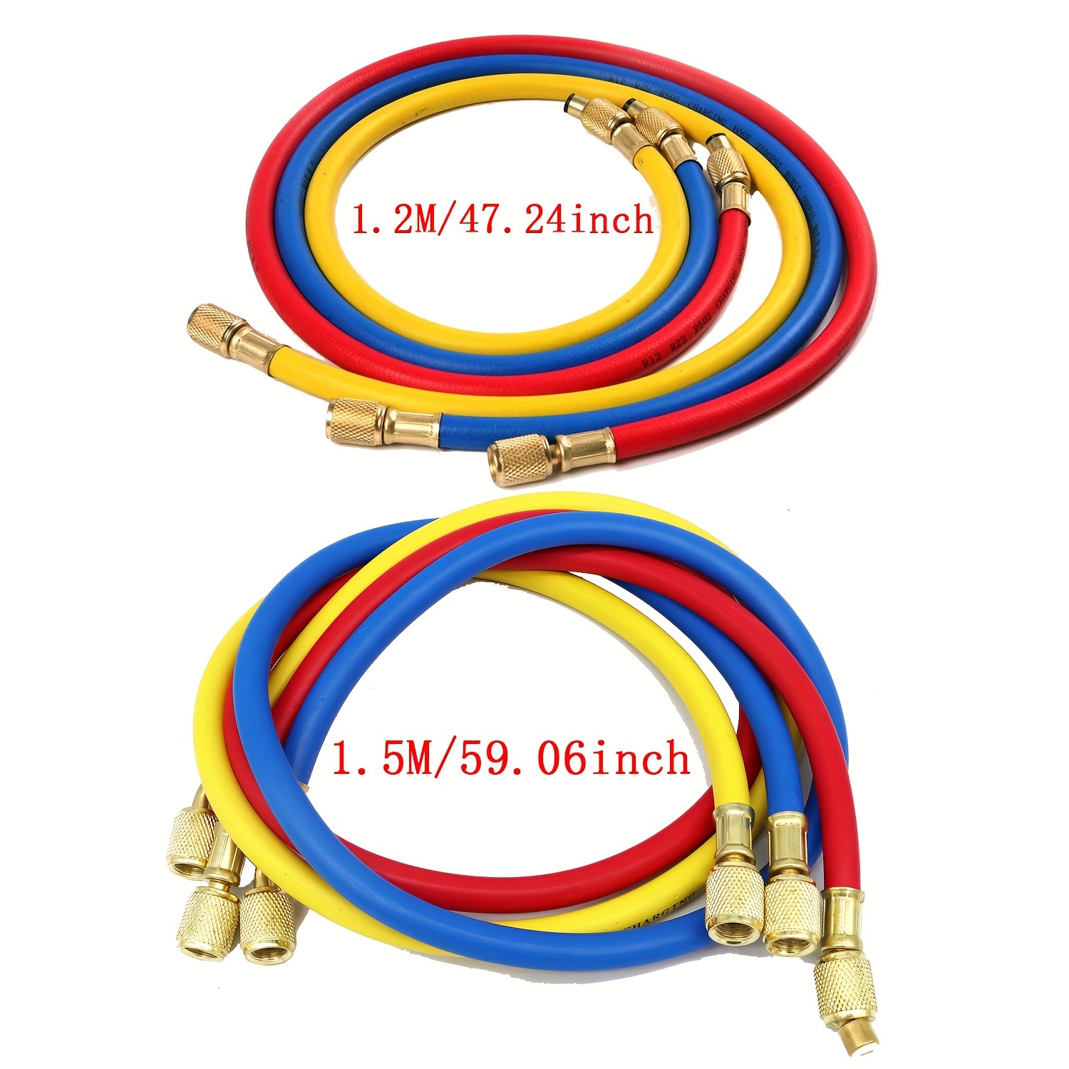 59" R134A Refrigerant Charging Hose, 1/4 SAE Thread HVAC Refrigerant Tube, Blue