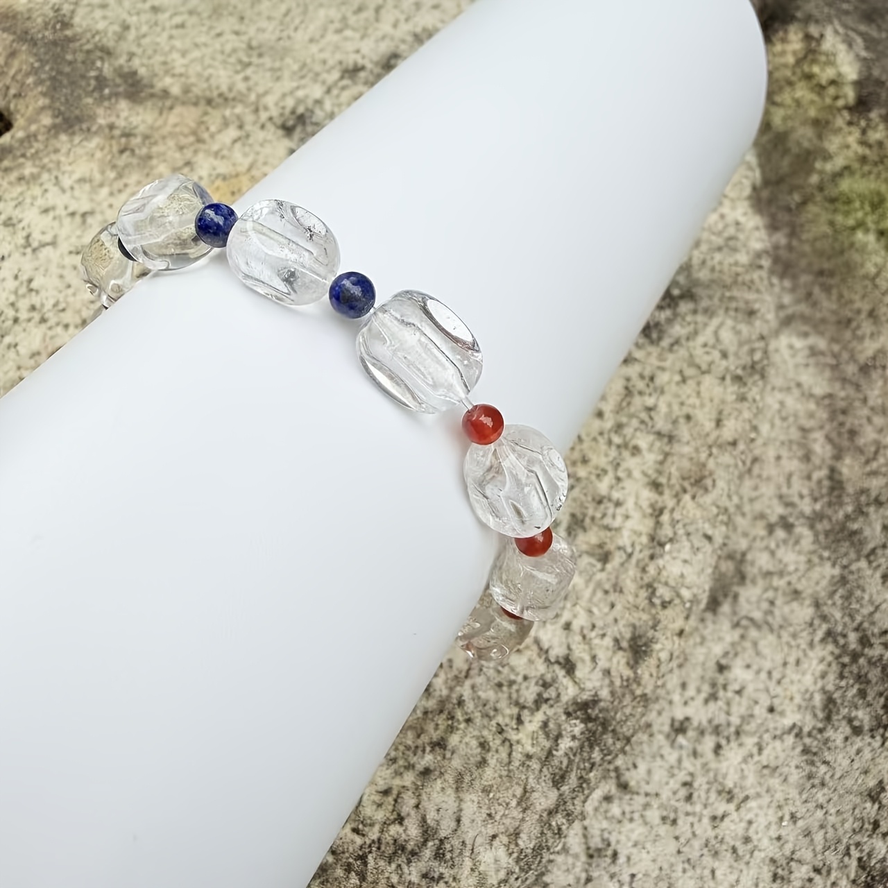 Natural Clear Quartz Freeform Bead Bracelet, Elegant Gift