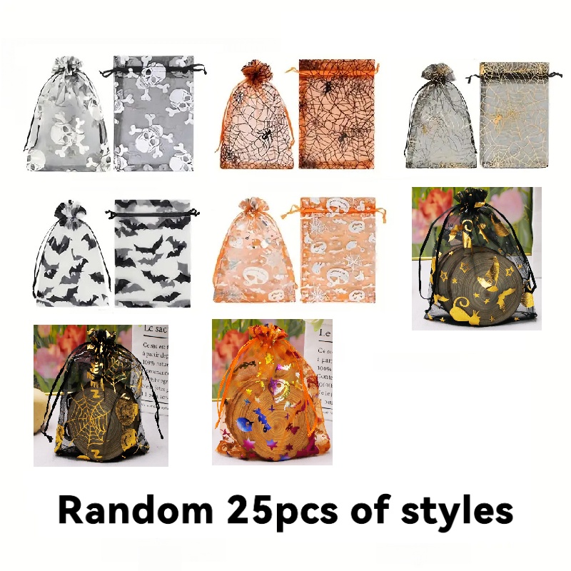 TEMU Cadeau pour Elle/Lui 25/50pcs à Cordon pour Fête, Sac à Bonbons et Snacks pour Halloween, à Cordon en Dentelle 4x6 Pouces, Fournitures pour