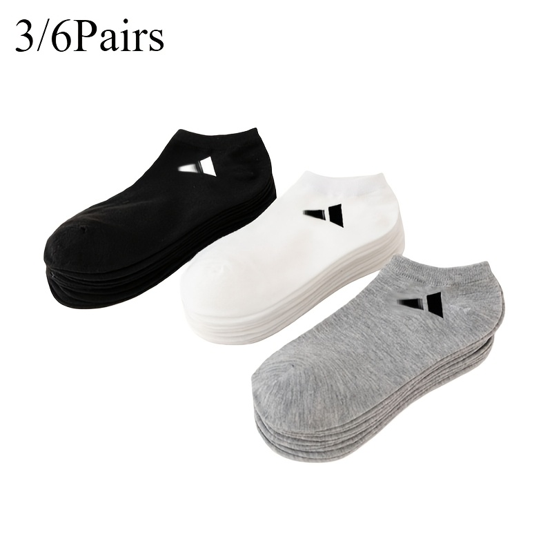 random 6pcs 12pcs 3 pairs 6 pairs unisex sports casual invisible socks easy all match solid   short socks black white gray moisture wicking breathable fabric suitable for daily casual basketball hiking sports casual Product details 5