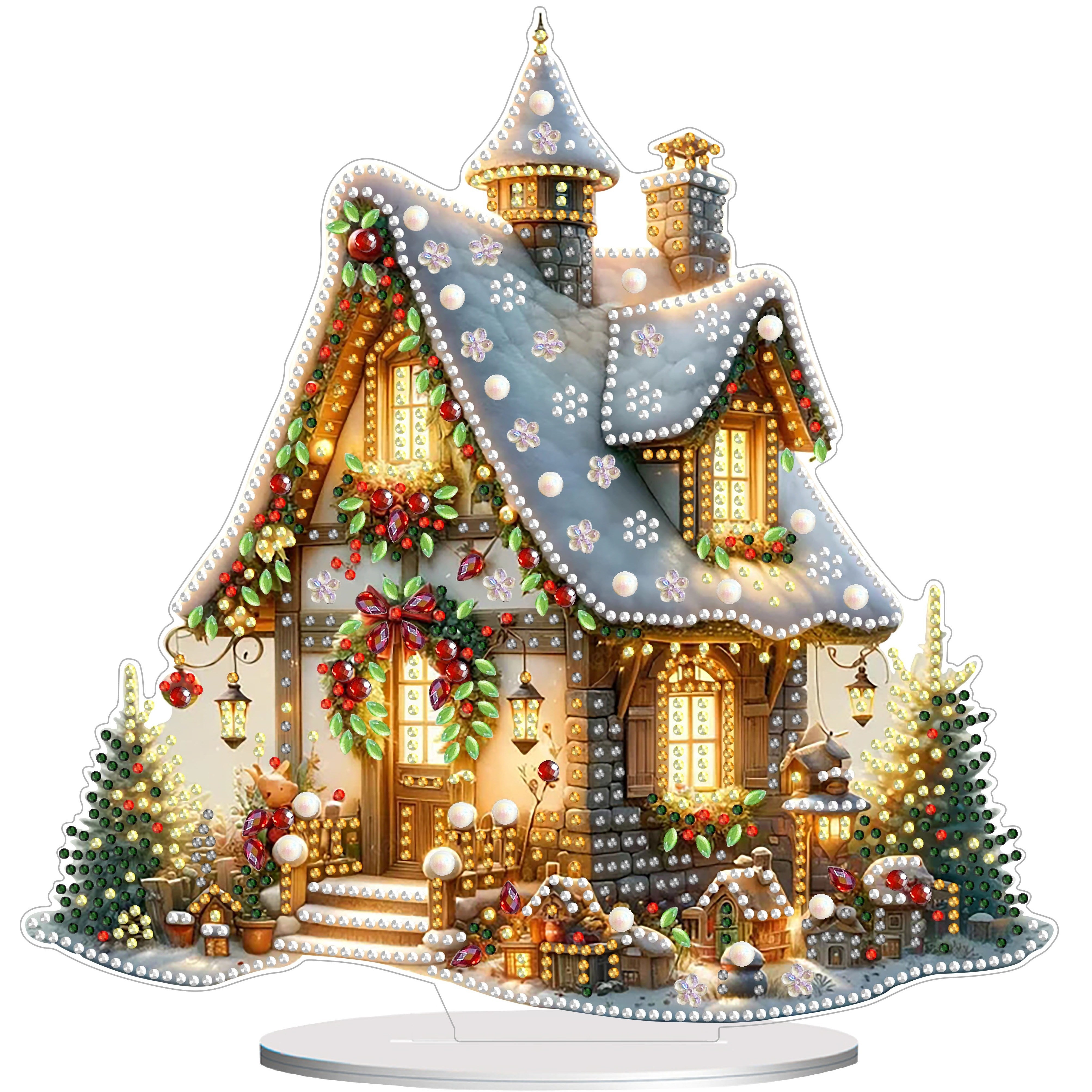 

Acrylic Diy 5d Diamond Painting Art Christmas Village House Scene, Desktop Ornament Craft Kit, Festive Mosaic Artwork, Home Bedroom Decor Gift