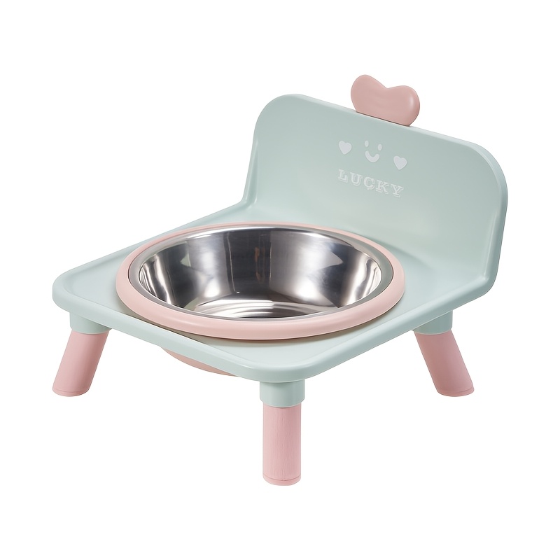 TEMU Supet - Adorable Stainless Steel Cat Bowl, Featuring A Color-, With A Non-slip Mat To Prevent , Leak-proof Construction, And An Elevated Neck