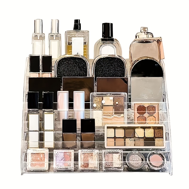 TEMU 1 Set Of Transparent Acrylic Multi-tier Perfume Storage Box - Transparent Tiered Cosmetics And Skincare Storage Shelf, Compact Counter Display
