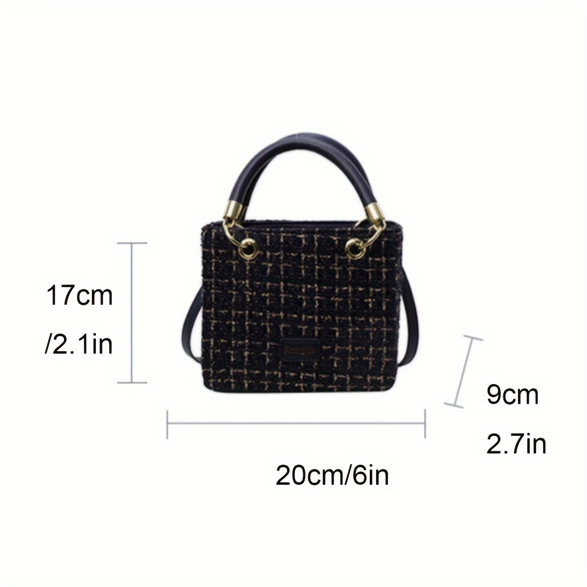 womens elegant tweed fabric handbag chic fashionable crossbody bag   top handle shoulder bag for daily parties and   details 0