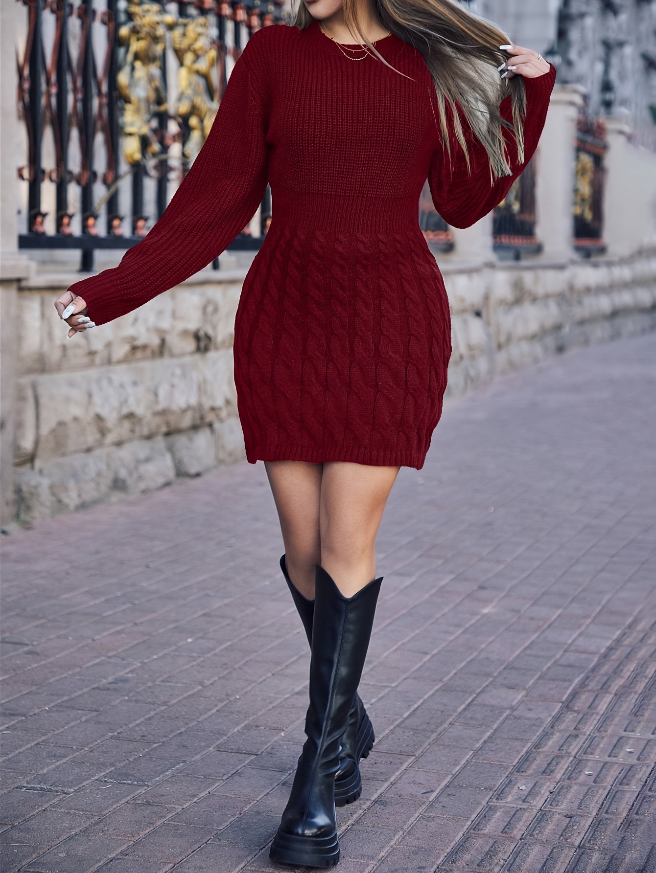 long sweater dress outfit Never Impossible Ribbed Midi Sweater Dress - Taupe