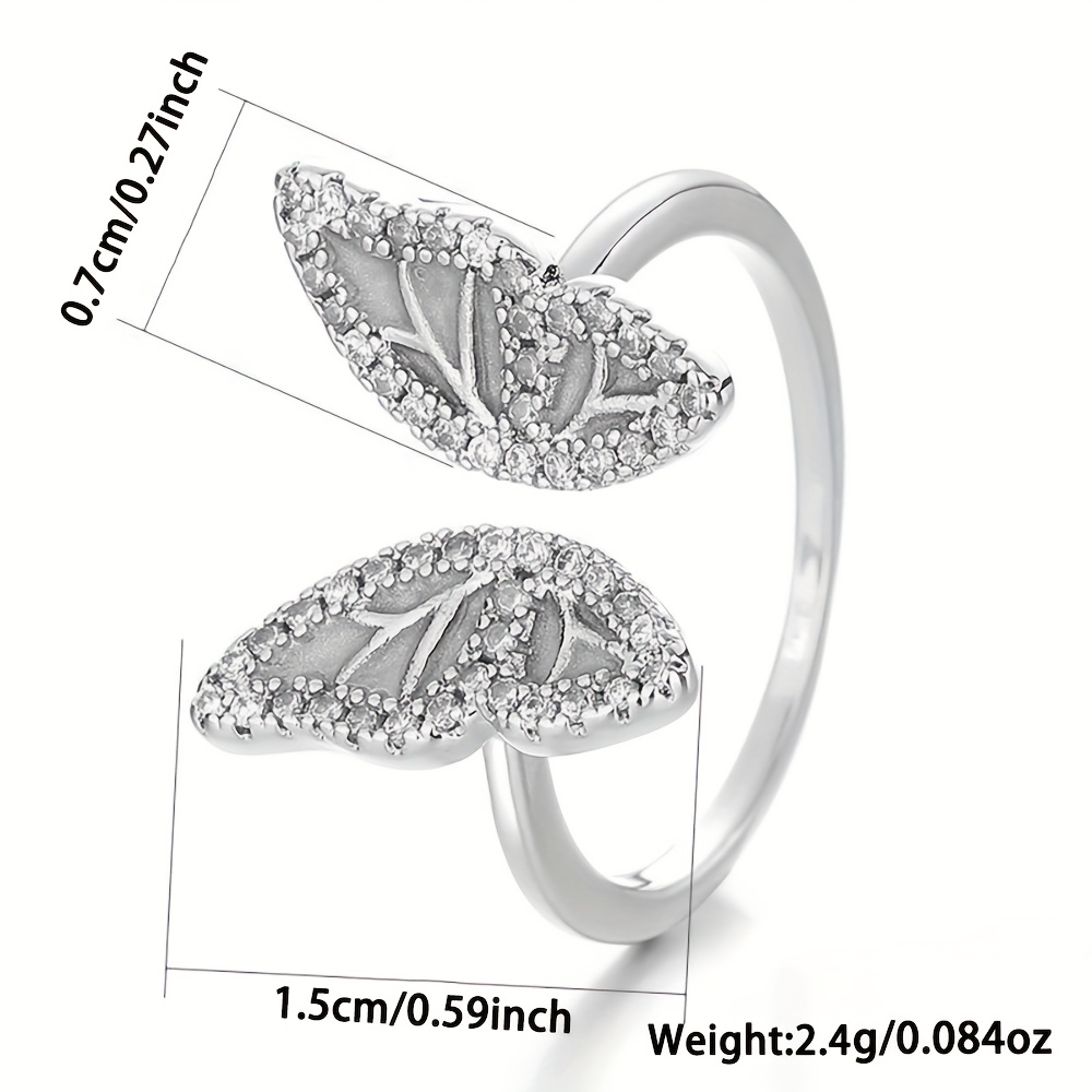 S925 Pure Silver Butterfly Ring with Synthetic Zirconia